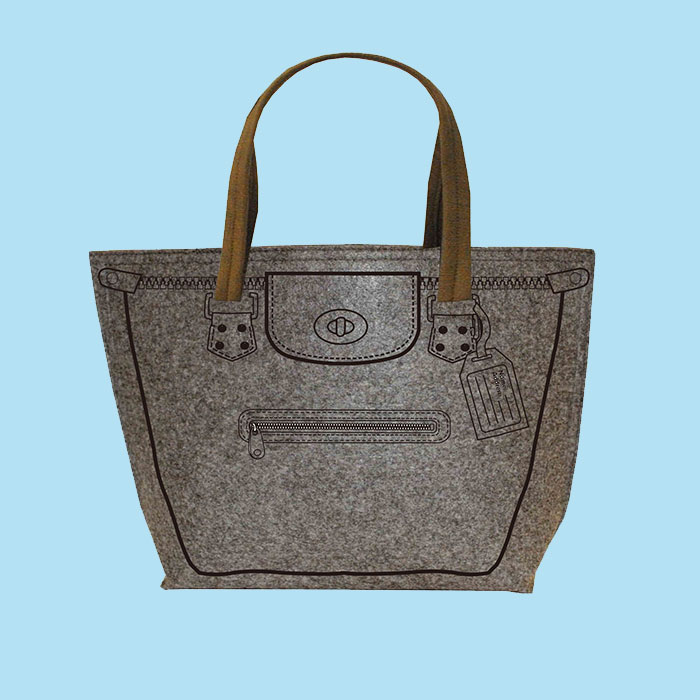 Felt Tote Bag with Sketch